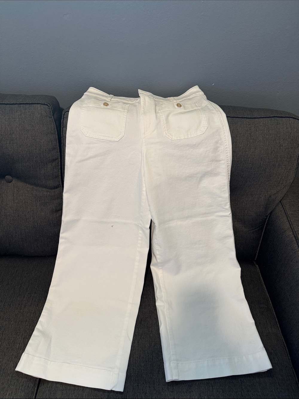 LOFT Wide Leg Jeans in Off-White with Tan Pocket Lining